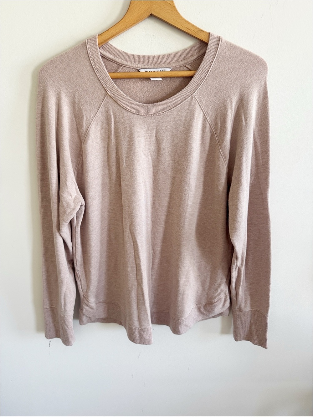 Athleta luxe yoga tan knit long sleeve soft sweatshirt size large